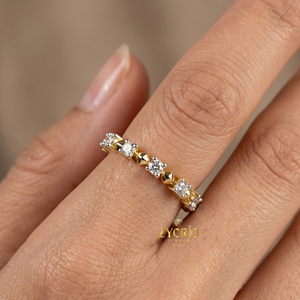 Mixed Shape Lab Diamond 10K GOLD Eternity <b>Ring</b> Round Baguette Wedding Band - Product Image 1