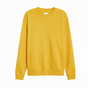 Sweat-shirt unisexe à col rond surdimensionné à manches longues en tricot uni, vêtement décontracté d'automne, jaune - Product Image 1