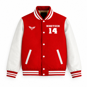 Custom Red Greek Letter <b>Varsity</b> <b>Jacket</b> Embroidered Sorority Style Letterman <b>Jacket</b> for Women OEM College Inspired <b>Bomber</b> Coat - Product Image 2