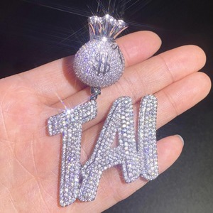 จี้เพชรโมอิสซาไนต์รูปตัวอักษรแบบ Iced Out เงินแท้ 925 สไตล์ฮิปฮอป  ผ่านการทดสอบเพชร  จี้แบบ Rapper Bust Down - Product Image 2