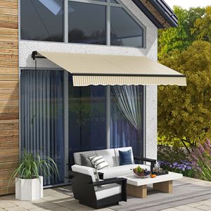 Tenda da Sole Retrattile Beige Bianca 12 x 10 Piedi, 280gsm, Resistente ai Raggi UV, Antivento, per Terrazze, Balconi e Giardini - Product Image 2