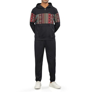 Sudadera con Capucha y Cierre de Cremallera para Hombre Buhman, Estampado Geométrico, Manga Larga, Informal, para Otoño, con Bolsillos Laterales - Product Image 3