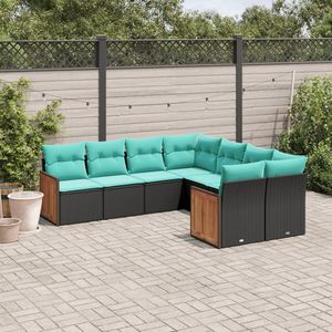Ensemble de canapés de patio noir et bleu pour la collection de meubles de jardin d'extérieur - Product Image 1