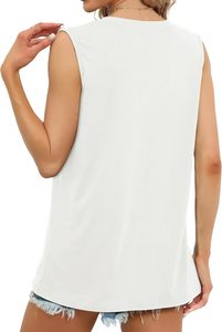 Camiseta sin mangas para mujer, mezcla de algodón, tejido de punto, suave, transpirable, de secado rápido, ligera, informal, de verano, para la calle, a la moda, al por mayor - Product Image 6