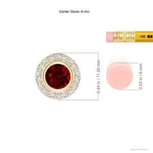 Pendentif en or 14k 18k avec rubis rouge taille ronde serti clos de 0,24 ct et halo de diamants de 0,09 ct, bijou artisanal de haute qualité - Product Image 2