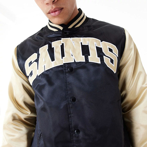 Blouson Bomber en Satin Soyeux 100% Polyester pour Homme, Hiver, Style Letterman Varsity, Conception OEM Personnalisée - Product Image 6