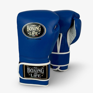 No Boxing No Life Navy Blue <b>Strap</b> Closure Boxing Gloves Professional Sparring Training Genuine Leather Martial Arts Adults Glove - Product Image 1