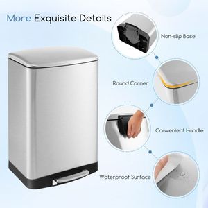 Cestino per Rifiuti in Acciaio Inox con Serratura, Capacità 13,2 Galloni per Uso in Cucina e Ufficio - Product Image 3