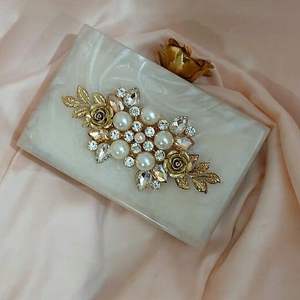 Pochette de soirée de luxe en résine écologique pour femmes, accessoires de mode en cristal - Product Image 2