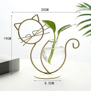 <b>Cat</b> Shape Metal <b>Vase</b> With Glass Test Tube <b>Vase</b> Perfect For Table Decor Desk Styling Home And Office Decorative Accent From India - Product Image 5