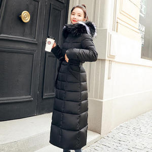 Abrigo Largo de Plumón para Mujer Vithas Industry con Capucha de Piel, Cinturón, Ropa de Invierno Cálida, Color Sólido, Manga Larga, Estilo Elegante - Product Image 2
