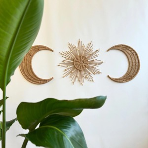 Decoración colgante de ratán con forma de flor, estilo bohemio, decoración de pared para sala de estar, dormitorio, guardería y decoración de acentos para el hogar. - Product Image 3