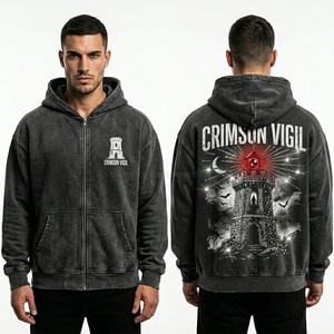 Custom Acid Wash Zip Up Hoodie Men Oversized Streetwear Heavyweight Fleece Vintage Grey Hooded <b>Jacket</b> <b>Rhinestone</b> Graphic Hoodies - Product Image 1