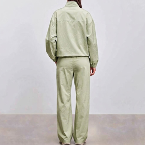 Wholesale Affordable Price Nylon Streetwear <b>Women's</b> Sweatsuit 2 Piece Quater Zipper Jacket & <b>Baggy</b> <b>Jogger</b> Tracksuit - Product Image 6
