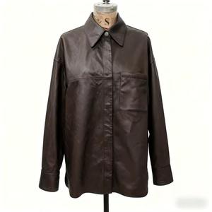 Camisas de Cuero Extra Grandes 2025, Chaquetas de Cuero Simples y Lisas, Camisa de Cuero Marrón Oscuro Unisex - Product Image 1