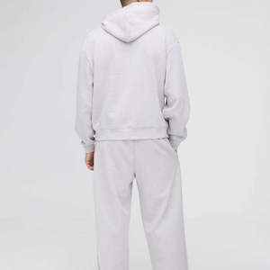Unisex <b>White</b> Hoodie Tracksuit <b>Jogger</b> Sweatpants Set Casual Sportswear Solid Color Full Sleeve Lightweight Cotton Quick Dry - Product Image 3