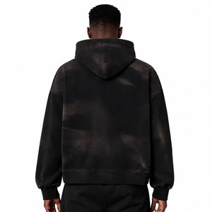 Sun Faded Zip Hoodies 370grams 100% Cotton Solid Sweatshirt Custom Unisex Regular Fit Distressed Waffle Knitted Breathable - Product Image 2