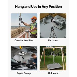 Paranco a Catena Manuale per Carichi Pesanti 1/4T 550LBS Capacità 10FT Sollevamento Catena in Acciaio Legato G80 Doppio Blocco Meccanico - Product Image 3