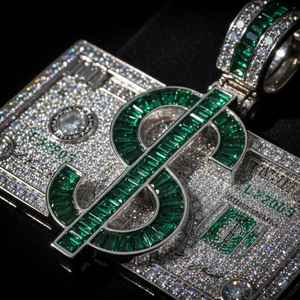 Pendentif Moissanite Iced Out en forme de signe dollar, bijoux hip-hop pour fête, en argent sterling 925, pendentifs et breloques de joaillerie fine - Product Image 4