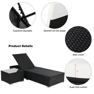 เตียงอาบแดดแบบแบนพร้อมโต๊ะน้ำชาในตัว - Product Image 2