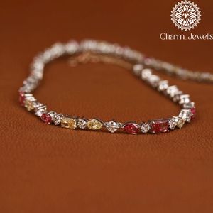 Charm_Jewells Women's 925 <b>Silver</b> Moissanite <b>Choker</b> Necklace Luxury Emerald Cut Claw Setting Wedding Beads Chain - Product Image 3