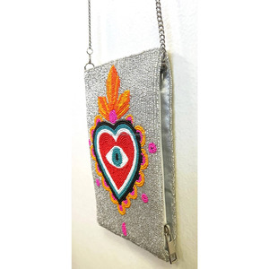 Bolso Bandolera de Cuentas con Diseño de Ojo Turco y Sagrado Corazón, Hecho a Mano, Ecológico, Impermeable, Estilo Vintage, para Teléfono, Bohemio - Product Image 2