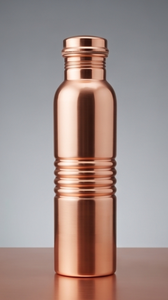 Bouteille d'eau en cuivre pur côtelé, anti-fuite, ayurvédique, pour le fitness et le yoga, récipient à boisson de luxe en métal - Product Image 3