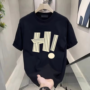 <b>Men's</b> 2026 Summer New Trendy Brand T-<b>Shirt</b> Casual Loose Cotton Half Sleeve White with 220 Grams Knitted Fabric Weight - Product Image 2