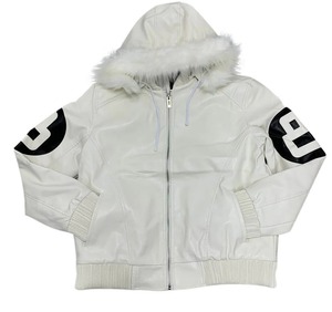 Men White 8 Ball Genuine Leather <b>Jacket</b> Retro Bomber <b>Biker</b> <b>Jacket</b> - Product Image 1