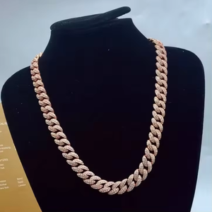 สร้อยคอเชือกชุบทองคำสีกุหลาบประดับโมอิสซาไนต์ สำหรับผู้ชายและผู้หญิง สไตล์ฮิปฮอป เหมาะสำหรับใส่ทุกวัน ทำจากโลหะผสมมีค่า - Product Image 3