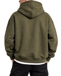 Sudadera con Capucha Verde Oliva para Hombre, Modelo 2026, Cierre de Cremallera, Corte Regular, Felpa de Algodón, Color Sólido, con Bolsillo, para Otoño - Product Image 2