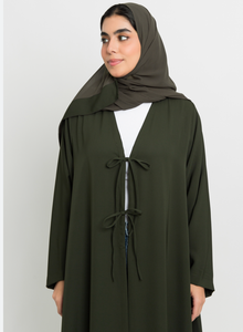Abaya Modesta de Dos Capas con Cuello Bordado de Algodón, Manga Larga y Corte Holgado para Mujeres Musulmanas, Ideal para Bodas, de WS International - Product Image 4