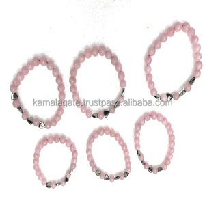 Gemstone Heart-Shape <b>Bracelets</b> Combo Rose Quartz and Amethyst Semi-Precious Crystals <b>Chakra</b> Healing Gemstone Crafted Jewelry - Product Image 1
