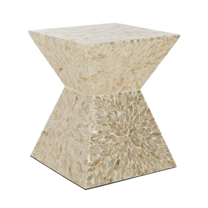 Elegante mesa cuadrada decorativa de capiz con detalles de nácar para sala de estar y dormitorio, mueble moderno para interiores. - Product Image 1