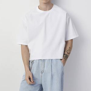 T-shirts personnalisés en coton 100% uni, coupe oversize, épaules tombantes, col rond, effet vieilli, vintage, délavés à l'acide pour hommes - Product Image 2