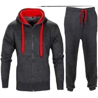 Ensemble de survêtement à capuche pour homme, couleur unie, vêtements de sport décontractés, manches longues, fermeture à cordon, poches latérales, coupe régulière - Product Image 1