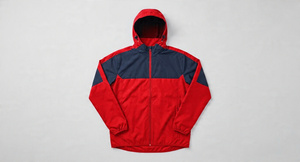Veste à capuche pour homme, rouge marine, couleur contrastée, manches longues, fermeture éclair, imperméable, polyester, coupe classique, toutes saisons - Product Image 1