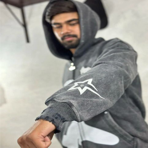 Custom Blank Vintage Distressed <b>Pullover</b> <b>Mens</b> Acid Washed Paint Splatter Sunfaded Winter Fleece Streetwear Hoodie - Product Image 2