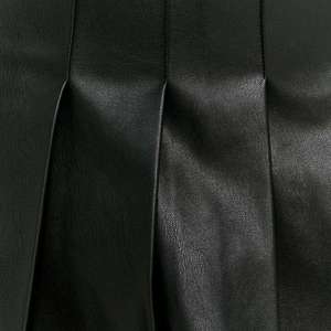 Women's Faux Leather Pleated Mini <b>Skirt</b> Solid Color Shiny Regular Waistline All Seasons Style - Product Image 5