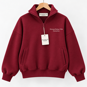 Men's Oversized Quarter Zip Breathable Summer Sweatshirt <b>Burgundy</b> Stand Collar Knitted Pullover Casual Printed <b>Top</b> - Product Image 1