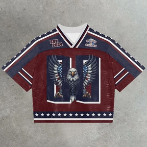 Custom Manufacturer Vintage Soccer Jerseys T-Shirt Oversized Mesh O-Neck Crop Boxy Mesh Football Jersey <b>Men's</b> Sport Shirt - Product Image 2