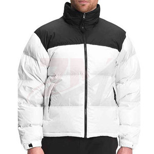 Blouson matelassé décontracté pour homme, col rond, blocs de couleur, coupe-vent, col montant, manteau d'hiver, coupe régulière, rembourrage en polyester, vêtement d'extérieur - Product Image 1