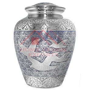 Urne funéraire gravée avec des oiseaux volants, cendres humaines, urne funéraire pour la maison, nouveau design, urne funéraire en métal - Product Image 1
