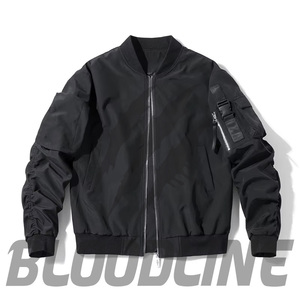 Veste bomber noire pour homme, manches longues, coupe-vent, polyester, toutes saisons - Product Image 4