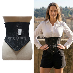 Ceinture Corset en Brocart Floral Noir Renaissance, Corsets Sculptants à Baleines en Acier Robustes pour Tenues Gothiques et de Soirée - Product Image 4