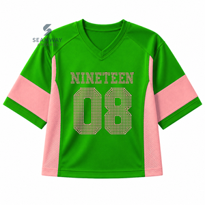 อัลฟ่า |   คาปา |   เสื้อเจอร์ซีย์ฟุตบอลผู้หญิง Alpha Sorority แบบวีเนค แขนสั้น ผ้าตาข่าย ระบายอากาศได้ดี - Product Image 1