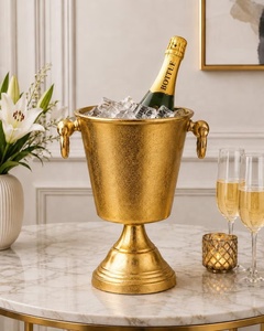 Seau à champagne sur pied en laiton Regent, refroidisseur à glace, avec doubles poignées, refroidisseur à vin artisanal pour un service de bar élégant - Product Image 4