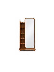 Armoire miroir autoportante en bois moderne avec 4 étagères, design minimaliste pour chambre à coucher, meuble de rangement pour la maison - Product Image 1