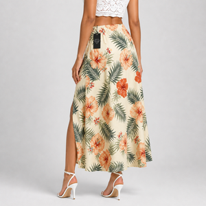 Fabricante de Vestidos Largos de Verano para Mujer, Estampado Floral, Cintura Alta, Abertura Lateral, Estilo Tropical, Venta al Por Mayor Premium - Product Image 3