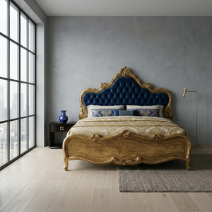 Lit capitonné en bois massif de style classique français pour hôtel 5 étoiles, mobilier de chambre de villa de luxe, fabrication sur mesure OEM - Product Image 2